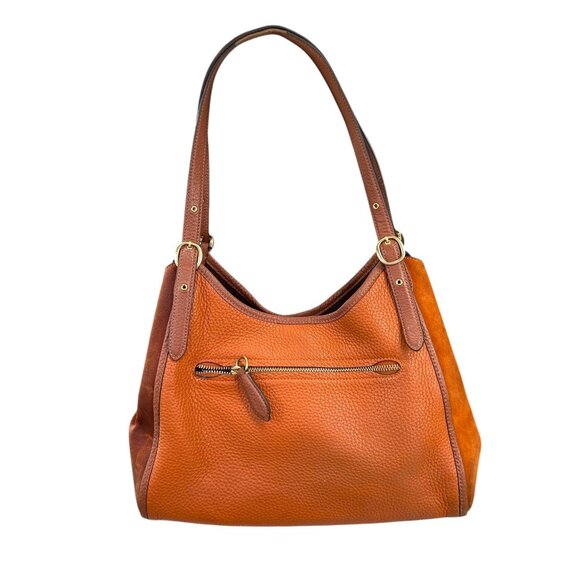 Coach Pebbled Leather Suede Lori Shoulder Bag With Gold Hardware & Zipper Pocket - Picture 3 of 16